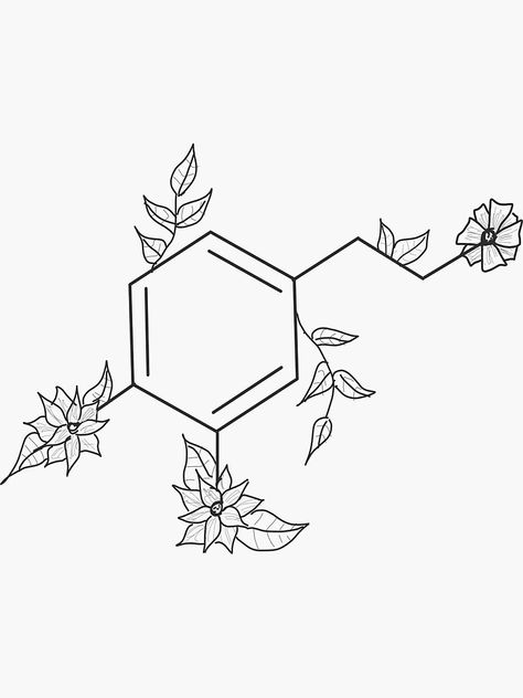 Dopamine Tattoo Flower, Dopamine Molecule Tattoo, Dopamine Molecule Art, Human Doodle, Dopamine Tattoo, Dopamine Design, Dopamine Art, Molecule Art, Dopamine Molecule