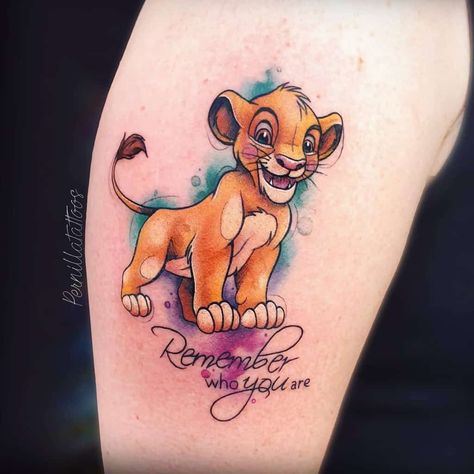 Top 71 Best Small Disney Tattoo Ideas - [2021 Inspiration Guide] Disney Tattoos Color, Small Lion King Tattoo, Lion King Tattoo Design, Lion King Tattoo Ideas, King Tattoo Ideas, Tattoo Lion King, Roaring Lion Tattoo, Tattoos Disney, Disney Inspired Tattoos