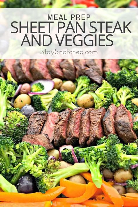 Meal Prep Sheet Pan, Meal Prep Sheet, Oven Baked Steak, Steak And Veggies, Sheet Pan Steak, London Broil Recipes, Family Meal Prep, Baked Steak, Pan Steak