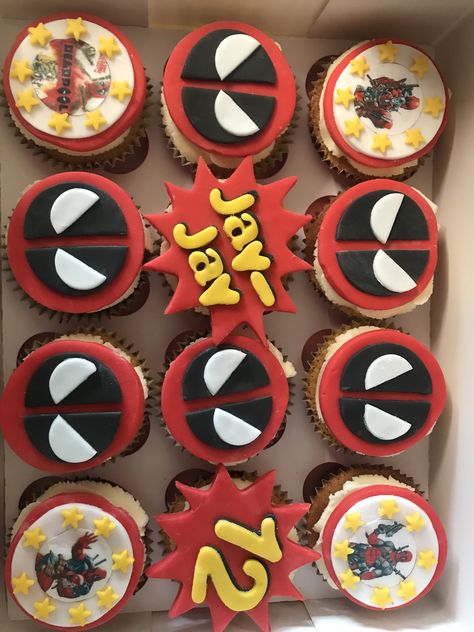 Deadpool cupcakes Deadpool Cupcakes, Deadpool Birthday, Kid Cupcakes, Dead Pool, Cake Ideas, Deadpool, Birthday Cake, Pastel, Baking