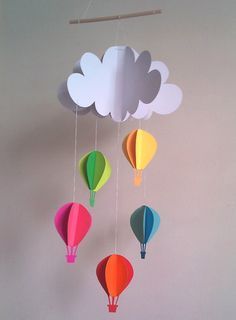 Psk on Pinterest | Children's Library, Primary School and Cubicles Decoration Creche, Air Balloon Nursery, Balloon Nursery, Baby Shower Balloon Decorations, Hot Air Balloon Party, Balloon Mobile, Hot Air Balloon Decorations, Hot Air Balloon Nursery, Nursery Mobile