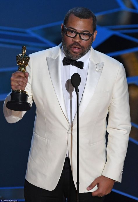 What a debut! Jordan Peele made history as he is the first black screenwriter to win Best Original Screenplay for Get Out The Big Sick, Shape Of Water, Black Writers, The Shape Of Water, Jordan Peele, Still I Rise, Best Supporting Actor, Hollywood Legends, Jackets Men Fashion