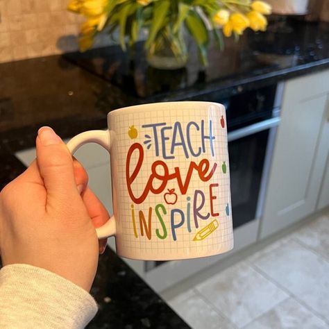 Elevate your teaching game with our Teach Love Inspire Teacher Mugs! Show your passion for education with every sip and brighten up your classroom with a touch of inspiration. Perfect for coffee or tea, these mugs are a must-have for every dedicated teacher. Size - 11 oz Standard mugs 95mm high x 80mm diameter. Please note this is for one item, No other items will be included PLEASE NOTE: By purchasing this item you confirm that all details of your order are correct and final - Unfortunately no requests for changes can be accepted. Teach Gifts, Teaching Decor, Teacher Mugs, Mugs Ideas, Teaching Game, Cricket Ideas, Teach Love Inspire, Teacher Mug, End Of Term