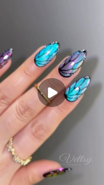 Vettsy on Instagram: "🦋Color Shifting Butterfly Wings Nail🦋 Your must try nail trend this Spring😻  🛒Products Used: ✨Spectrum Cat Eye Gel-SP04 ✨Mermaid Nail Powder-06 Fancy ✨Hema-Free Gel-Nightdream/Young Love  👉 Shop the same nail supplies via my bio or visit vettsy.com  Follow @vettsystore & @vettsynails for more nail inspiration 🧚‍♀️  👭Tag friends who would like this👭  #vettsynails #nailsathome #diynail #butterflynails #butterflywings #auroranails #springnail #nailtrends #nailinspo #nailinspiration" Fairy Wing Nail Art, Butterfly Cat Eye Nails, Colour Changing Nails, Mermaid Nail Powder, Chrome Nail Colors, Mermaid Nail, Aurora Nails, Color Changing Nails, Cat Eye Gel Polish