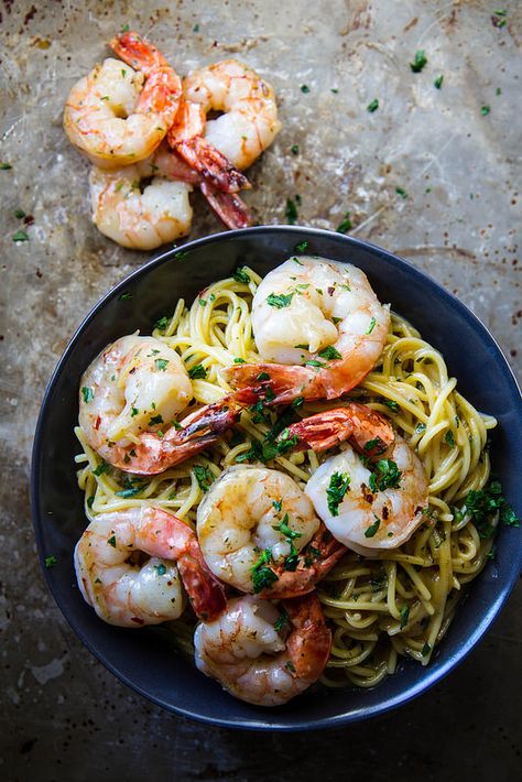 Shrimp Scampi (gluten and dairy free!) Dairy Free Pasta Recipes, Dairy Free Pasta, Shrimp Scampi Recipe, Scampi Recipe, Shrimp Scampi, Idee Pasto Sano, Cast Iron Skillet, Iron Skillet, Seafood Dishes