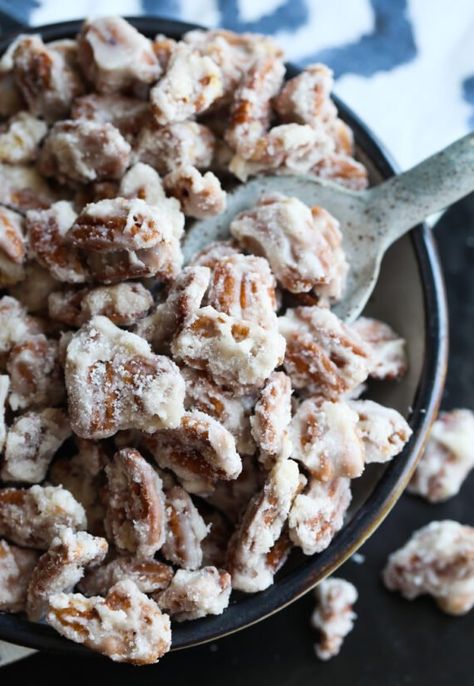 Sour Cream Candied Pecans are a creamy, sweet version of a pecan praline! These easy glazed pecans are done in minutes and will quickly become your new favorite snack! #cookiesandcups #candiedpecans #pecanpralines #imperialsugar #partner #sourcream #nuts #snacks Make Sour Cream, Cookies And Cups, Glazed Pecans, Pecan Praline, Walnut Recipes, Cream Candy, Pecan Pralines, Nut Recipes, Homemade Brownies