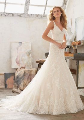 Mariana Wedding Dress | Style 8122 | Morilee Rapunzel Wedding Dress, Mori Lee Bridal, Rapunzel Wedding, Mori Lee Wedding Dress, Madeline Gardner, Vintage Lace Weddings, Dress Gallery, Fit And Flare Wedding Dress, Lace Wedding Dress Vintage