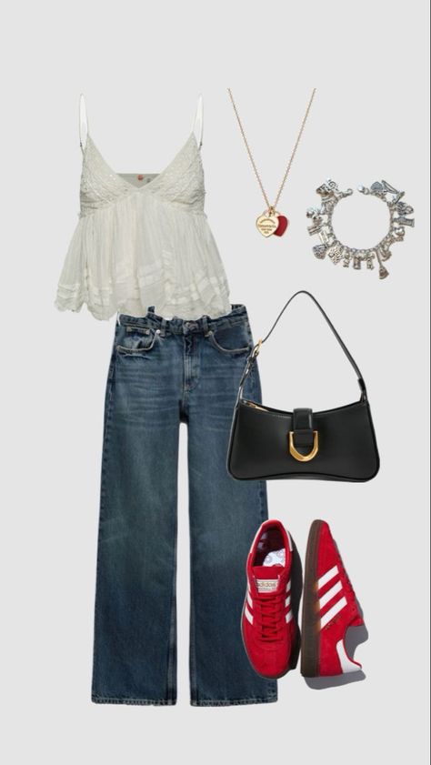 White Top, Wardrobe, Outfit Inspo, Red, White