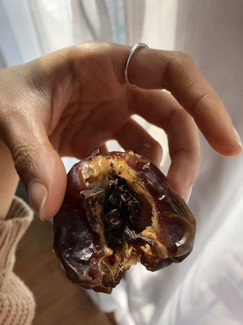 Peanut Butter stuffed Medjool Date with Cocoa Nibs  Pinch of Sea Salt 🥜🍫 Medjool Dates, Whole Foods Market, Food Is Fuel, Snack Time, Healthy Treats, Food Cravings, Pretty Food, Gourmet Recipes, Healthy Breakfast