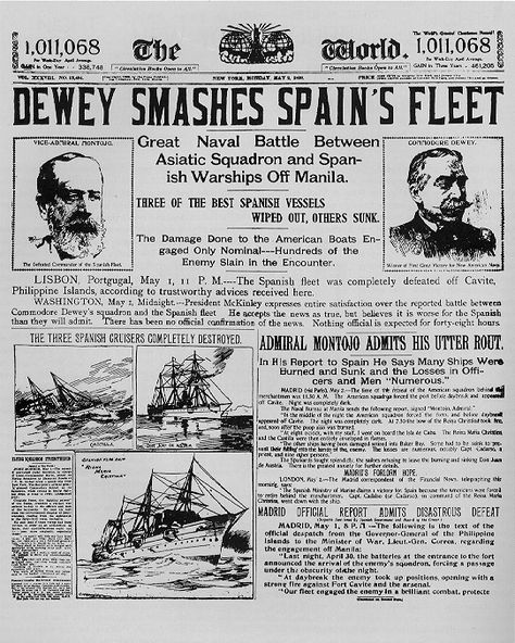 not a war referenced often. GOO TAFT! http://www.smplanet.com/imperialism/gifs/newspaper.gif - via http://bit.ly/epinner Cavite City, Tacloban City, Philippine History, William Mckinley, Rear Admiral, Pearl Harbor Attack, American Colonies, Rough Riders, Us Marine