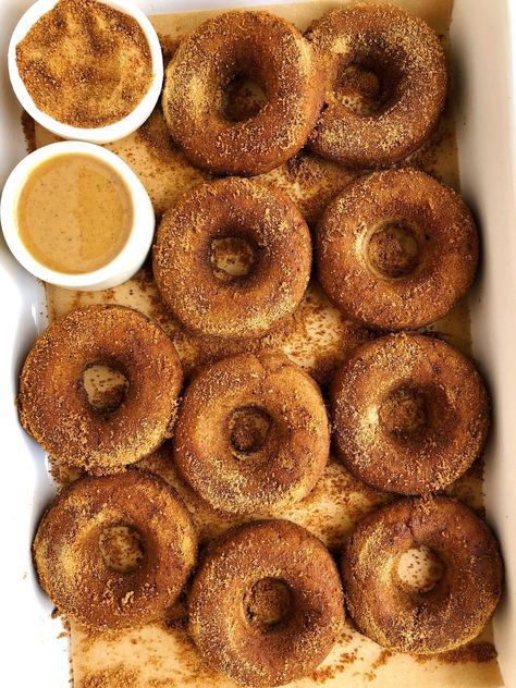 Gluten-free Baked Cinnamon Sugar Donuts (egg-free + nut-free) Breakfast Recipes Bread, Dessert Favorites, Holiday Brunch Recipes, Oat Flour Recipes, Gf Sweets, Peanut Butter Bread, Healthy Donuts, Autoimmune Diet, Recipes Bread