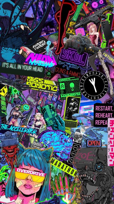 cyberpunk wall Cyberpunk Movies, Marvel Spider Gwen, Cyberpunk Techwear, Latest Technology Gadgets, Futuristic Fonts, Cyberpunk Anime, Arte Cyberpunk, Cyberpunk Art, Aesthetic Songs