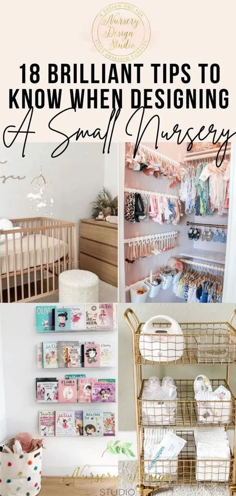 Read on for our best tips when designing a small nursery. This guide is all about turning small spaces into big statements!! Decor With Grey Walls, Small Nursery Layout, Under Crib Storage, Crib Storage, Shared Nursery, Nursery Layout, Nursery Color Scheme, Small Nursery, Dreamy Nursery