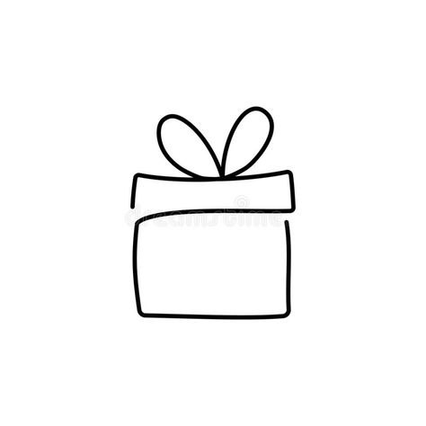 Gift Box Line Art, Gift Tattoo Present, Gift Box Logo Design Ideas, Christmas Minimalist Illustration, Present Box Drawing, Gift Logo Design Ideas, Gift Box Tattoo, Box Drawing Ideas, Gift Box Logo Design