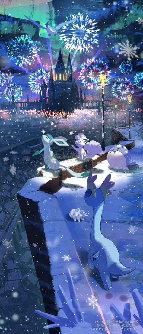 Ice Type Pokemon Wallpaper, Pokemon Winter Art, Pokemon Christmas Wallpaper Iphone, Video Game Christmas Wallpaper, Pokemon Graveyard, Pokemon Wallpaper Christmas, Pokemon New Year, Mew Background, Pokemon Ghost Wallpaper