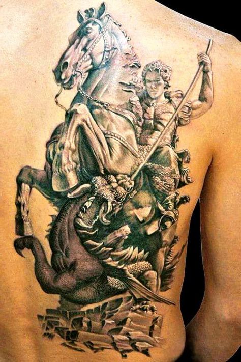 Trinity Knot Tattoo, Saint Tattoo, St Michael Tattoo, Polish Tattoos, Mangas Tattoo, Saint George And The Dragon, Lion Tattoo Sleeves, Knight Tattoo, Clever Tattoos