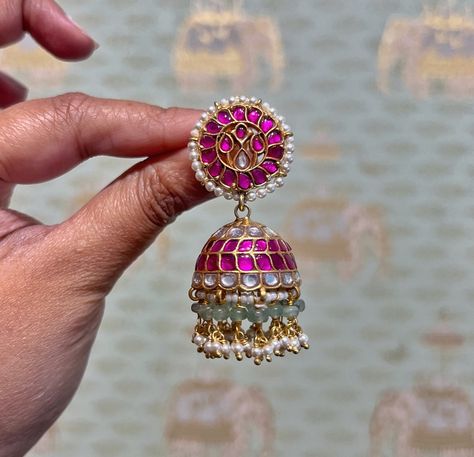 One can never have too many Jhumkas 🩷 #rajatamaya #silver #silverjewelry #jhumkas #earrings #kundan #templejewellery #victorianjewelry Jhumka Collection, Kundan Jhumka, Jhumkas Earrings, Earrings Kundan, Bridal Gold Jewellery Designs, Jewelry Choker, Kundan Jewellery, Bridal Gold Jewellery, South India