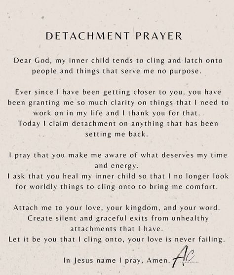 Prayer For Detachment, Detachment Prayer, God Fearing, Prayer For Guidance, Comforting Bible Verses, Morning Prayer Quotes, Godly Life, Spiritual Prayers, Get Closer To God