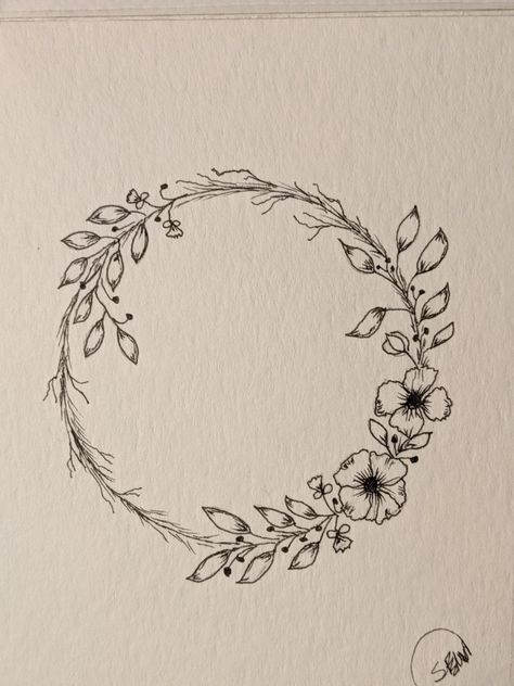 Flowers Drawing Circle, Flower Drawing Circle, Floral Circle Drawing, Flower Circle Drawing, Circle Embroidery Design, Floral Wreath Drawing, Embroidered Canvas Art, Colorful Borders Design, Circle Drawing