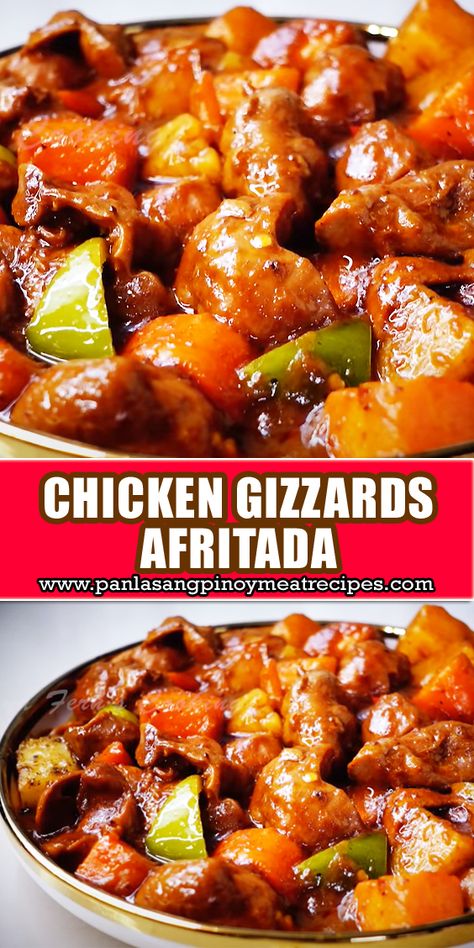 Chicken Gizzards Afritada is a savory and flavorful dish that transforms tender chicken gizzards into a hearty meal #GizzardsAfritada Chicken Liver And Gizzards Recipe, Chicken Gizzard Stew, Fried Chicken Gizzards And Hearts Easy Recipes, Chicken Gizzards Instant Pot, Chicken Gizzard Recipes, Turkey Gizzards Recipes, Stewed Chicken Gizzards Recipe, Chicken Gizzards Crockpot, Chicken Gizzards And Hearts Recipes