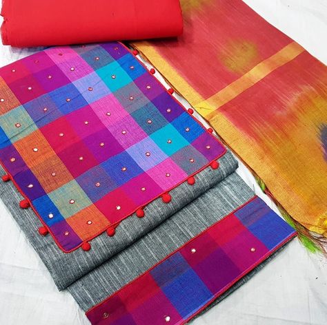 YOZZBY FASHIONS on Instagram: “Top: khadi cotton handloom with checks patch and abla work (2.5 mtr)  Bottom cotton (2mtr)  Dupatta Patola silk (2.3mtr) *Price 849+$*💰💰…” Abla Work, Handmade Gold Necklace, Frock For Women, Suits Dress, Womens Dress Suits, Silk Suit, Free Cash, Cotton Suits, Designer Dresses Indian