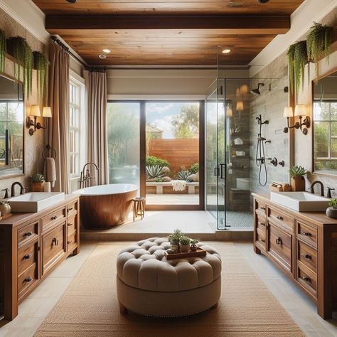 Double Vanity Bathroom Layout, Master Bath Double Vanity Ideas, First Floor Master Suite Addition, Large Master Bath Ideas, His Her Bathroom, Classic Master Bath, Glam Bathrooms, Master Bath Double Vanity, Master Bath Addition