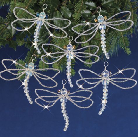 Dragonfly Christmas Tree, Beaded Angel Ornaments, Bead Ornaments Christmas, Beaded Dragonflies, Beaded Holiday Ornaments, Beaded Baubles, Beaded Bugs, Beaded Ornaments Diy, Beaded Suncatcher