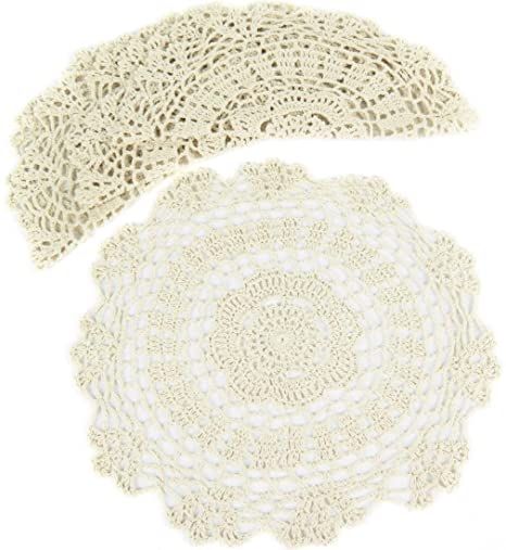 kilofly Crochet Cotton Lace Table Placemats Doilies Value Pack, 4pc, White, Floral, 12 inch Knitted Lace, Lace Table, Table Placemats, Classic Kitchens, Craft Diy, Handmade Knitting, Crochet Doilies, Cotton Lace, Crochet Lace