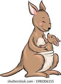 Gender Of Animals, Australia Pics, Kangaroo Illustration, Kangaroo Art, Kangaroo Stuffed Animal, Wallpaper Ramadhan, Hug Illustration, Australia Pictures, Kangaroo Baby