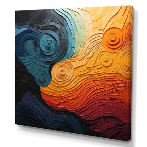 Ivy Bronx Biomorphism Organic Forms V On Canvas Print | Wayfair Teal Inspiration, 3d Metal Wall Art, Acrylic Wall Decor, W Design, Metal Wall Sculpture, Abstract Decor, Teal Orange, Cylinder Shape, Acrylic Wall Art