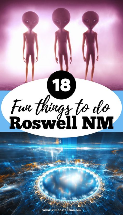 Plannng a visit to Roswell NM? Take a look at this travel guide on the best things to do in Roswell NM! This includes everything you need to know about visiting Roswell NM. Things to see in Roswell NM, what to do in Roswell NM, things to do near Roswell NM. Don't miss the Roswell Alien Area 51 Zone, Roswell UFO museum, Roswell UFO spacewalk, learn about the Roswell UFO incident, UFO Roswell festival and so much more! Its a very fun town with an interesting alien theme. Roswell Alien, New Mexico Road Trip, Roswell New Mexico, Mexico Travel Guides, Mexico Travel Destinations, Family Getaways, Summer Road Trip, Travel Locations, Unique Things