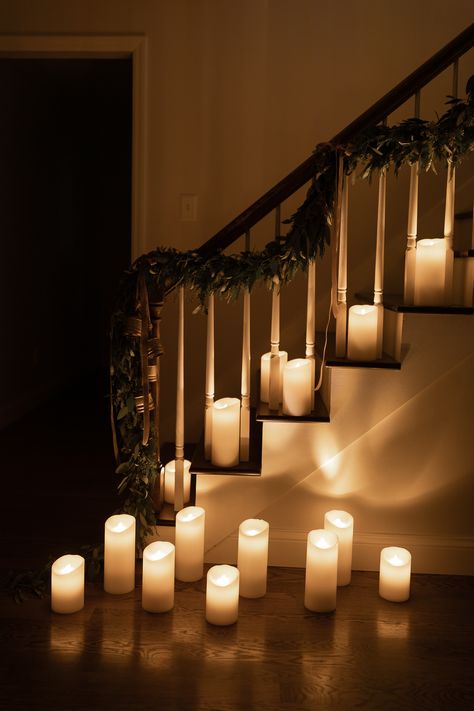 Flameless LED Candles | Julie Blanner Candle Stairs, Led Candles Wedding, Led Candle Decor, Fake Candles, Julie Blanner, Battery Candles, Flameless Led Candles, Battery Operated Candles, Halloween Porch