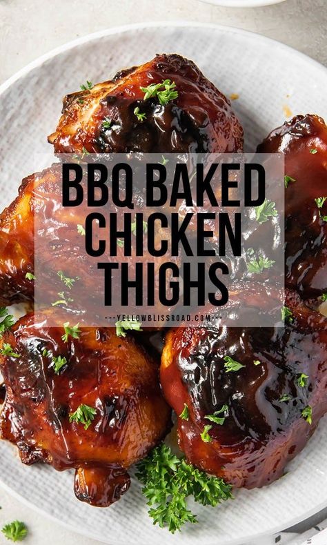 Chicken Thighs Crockpot Recipes, Oven Bbq Chicken Thighs, Bbq Baked Chicken Thighs, Chicken Thighs Crockpot, Baked Barbeque Chicken, Baked Barbecue Chicken, Bbq Baked Chicken, Baked Bbq Chicken Thighs, Barbecue Chicken Thighs