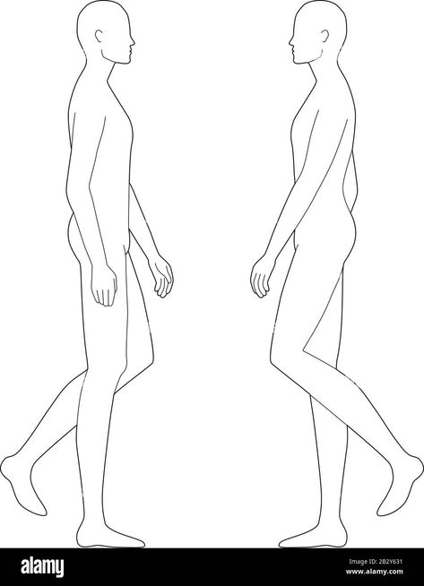 Someone Walking Drawing Reference, Man Drawing Side View, Person Walking Side View Drawing, Drawing Poses Side View, Side View Drawing Boy, Side Walking Pose, Human Outline Drawing, Human Side View, Walking Side View Drawing Reference