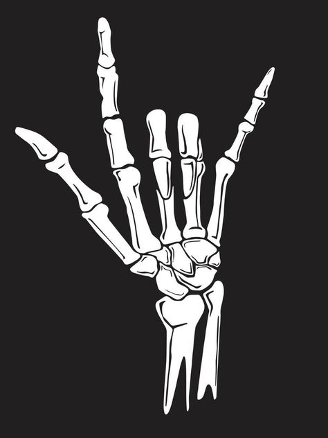 Vector illustration of a skeleton hand with a sign of love. Skeleton Hand Love Sign, I Love You Skeleton Hand, I Love You Hand Sign, Skeleton Hand Holding Something, Skeleton Hands Drawing, Hand Holding Something, Skeleton Arm, Witch Life, Sign Of Love