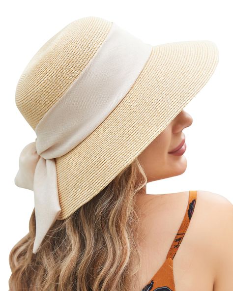 PRICES MAY VARY. UWILL CUTE womens sun hat material is high quality paper straw, fashionable,functional and stylish brimmed beach sun hats for women ; This straw sun hat features with3.93 inches brim to deliver UPF 50+ sun protection for any outdoor activities,This Beach Straw Hat offer high UV UPF sun protection with full brim, sun blocker function make the hat perfect to use as a beach hat for holidays or as a daily headwear, It's very wearable with anything like dress, bikini or shorts; A pac Floppy Summer Hats, Floppy Hat Summer, Beach Hats For Women, Hats Beach, Hat Aesthetic, Floppy Beach Hat, Straw Hat Beach, Best Travel Accessories, Cute Sun