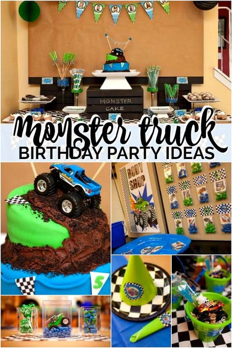 Boys 4th Birthday Party Ideas, Boy 3rd Birthday Party Ideas, Boys 5th Birthday Party Ideas, Monster Truck Party Ideas, Monster Truck Party Food, Monster Truck Theme Birthday Party, Bolo Blaze, Monster Truck Birthday Party Ideas, Refueling Station