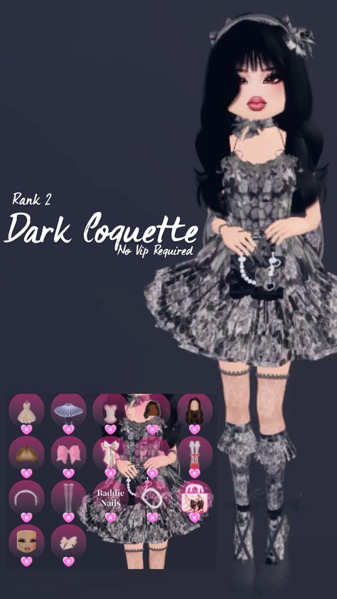 Di Dark Coquette, Dti Theme Dark Coquette, Dark Coquette Outfits Dress To Impress, Dti Dark Coquette Fit, Dark Qocuette, Dark Coquette Dress To Impress, Tea Party Dress To Impress, Date Night Dress To Impress, Coquette Dress To Impress