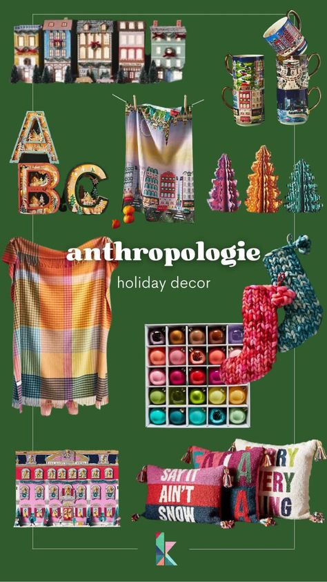 Anthropologie, anthro, plaid, throw, plaid throw, Christmas, tree, advent calendar, pillow, ornament, monogram, house, mug Anthropologie Holiday Decor, Anthropologie Christmas Tree, Anthropologie Christmas, Anthropologie Holiday, Christmas Countdown Calendar, Christmas Holiday Decor, Colorful Christmas, Holiday Art, Christmas Aesthetic