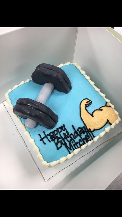 Body Builder Cake Ideas, Weightlifting Cake Ideas, Dumbell Cake, Bodybuilding Cake, Weightlifting Cake, Body Builder Cake, Boys 18th Birthday Cake, Dentist Cake, Fitness Cake