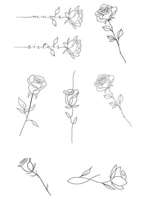 Rose Flower Tattoo Stencil, Tiny Rose Tattoo Simple, Simple Line Rose Tattoo, Small Rose Outline Tattoo, Fineline Rose Tattoo Design, Minimalist Rose Drawing, 4x4 Tattoo Size, Fine Line Rose Tattoo Small, 2 Inch Tattoo Ideas For Women