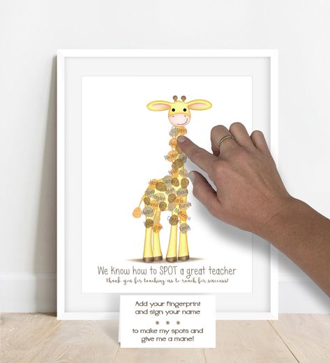 Giraffe Baby Shower Theme, Safari Baby Shower Decorations, Jungle Safari Baby, Thumbprint Art, Jungle Safari Baby Shower, Somebunny Loves You, Thumbprint Tree, Fingerprint Guestbook, Baby Shower Giraffe