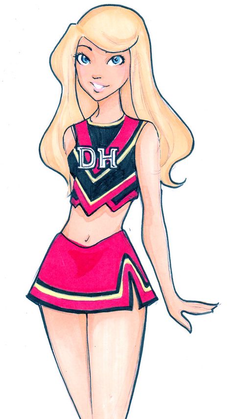 Cheerleader Character Design, Cheer Leading Outfits, Homecoming Poster, School Cheerleader, Cheerleader Outfit, Cheer Leading, Disney High Schools, Alternative Disney, Disney High