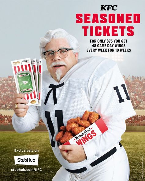 KFC offering 'Seasoned Tickets' that smell like chicken and entitle buyers to weekly wing delivery Kfc Delivery, Best Marketing Campaigns, Colonel Sanders, Clever Advertising, Kentucky Fried, Like Chicken, Season Ticket, Nfl Games, Fast Food Chains