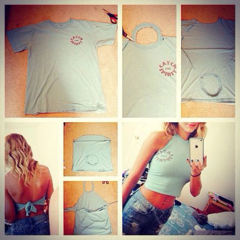 Creative DIY Tutorials To Turn On Your Old T shirt Into A Modern Summer Crop Top Diy Summer Clothes, Diy Crop Top, Diy Sy, Diy Clothes Refashion, Fest Outfits, Diy Clothes Videos, Diy Vetement, Summer Crop Tops, Old T Shirts