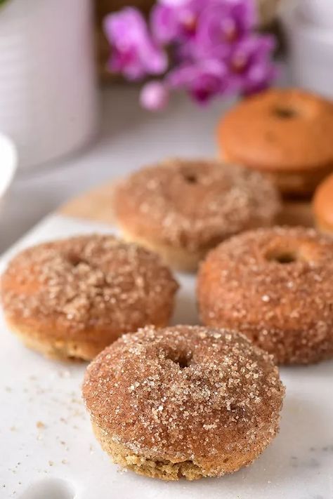 Donut Recipe Baked, Baked Applesauce, Krempita Recipe, Easy Donut Recipe Baked, Apple Donut, Make Applesauce, Baking With Applesauce, Fall Donuts, Sour Cream Biscuits