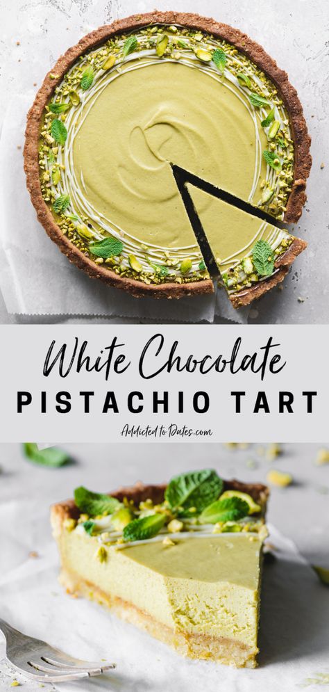 Vegan Gluten Free Tart, Dinner Party Vegetarian, Cute Desserts Aesthetic, Luxury Desserts, Pistachio Tart, Deserturi Raw Vegan, Desserts Aesthetic, Vegan Tarts, Pistachio Dessert