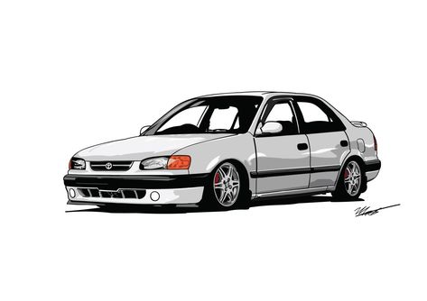 Toyota#160i#Japan#Illustration#MikesGarage#Slammed#LowStad#97#lowlifestyle#CapeTown#SA#Sketch#Art#OEM+#ToyotaSA# Car Dp, Static Cars, Corolla Tuning, Corolla 1999, Corolla Dx, Bus Drawing, New Corolla, Awesome Shirt Designs, Corolla Car