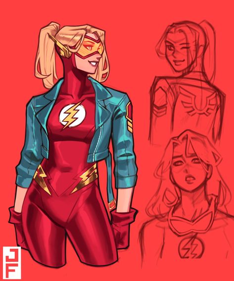 Stephanie Pepper Art, Jesse Quick Dc, Poses For Comics, Superman Comic Cover, Comic Style Art Sketch, Dc Superheroes Characters, Super Hero Oc, Female Flash, The Flash Art