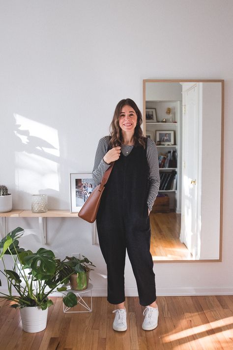 Wearing Lately... 10(!!) Outfits - Seasons + Salt Layered Jumpsuit Outfit Winter, Layering Jumpsuit Outfit, Layered Jumpsuit Outfit, Long Romper Outfit, Cooler Outfits, Casual Jumpsuit Outfit, Jumpsuit Outfit Winter, Women Jumpsuit Outfits, Jumpsuit Shoes